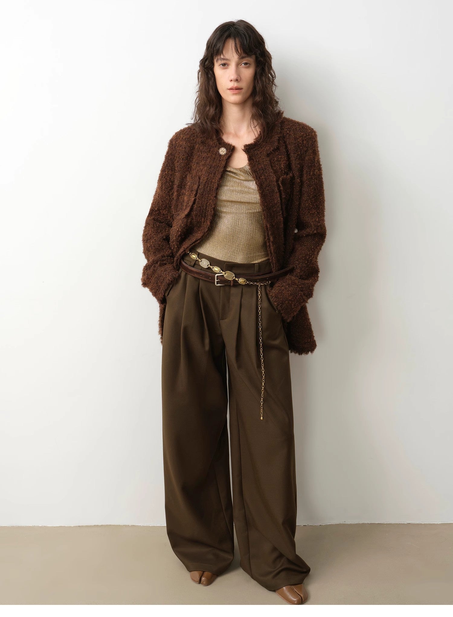 "Sophisticated Lady" Italian Imported Haute Couture Tailored Tweed Jacket with Gold Buttons for Women - variant_title