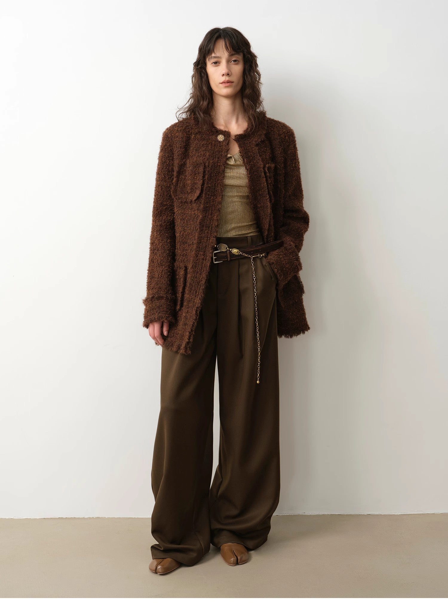 "Sophisticated Lady" Italian Imported Haute Couture Tailored Tweed Jacket with Gold Buttons for Women - variant_title