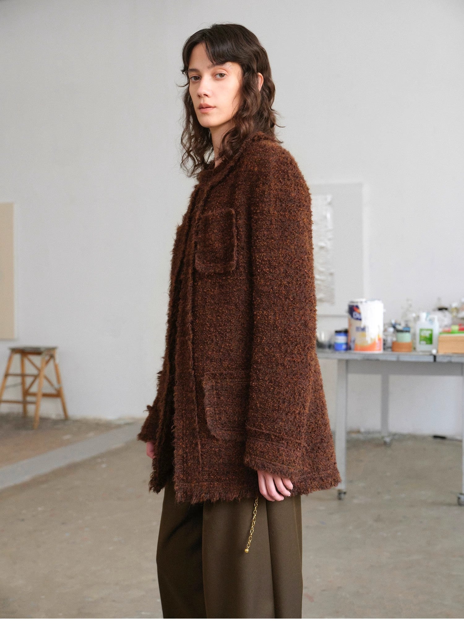 "Sophisticated Lady" Italian Imported Haute Couture Tailored Tweed Jacket with Gold Buttons for Women - variant_title