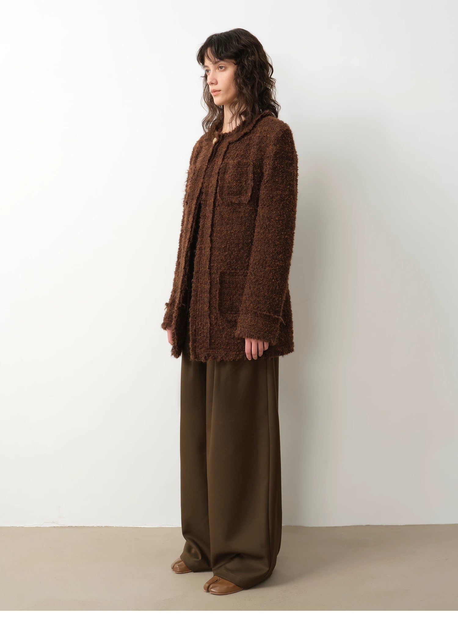 "Sophisticated Lady" Italian Imported Haute Couture Tailored Tweed Jacket with Gold Buttons for Women - variant_title