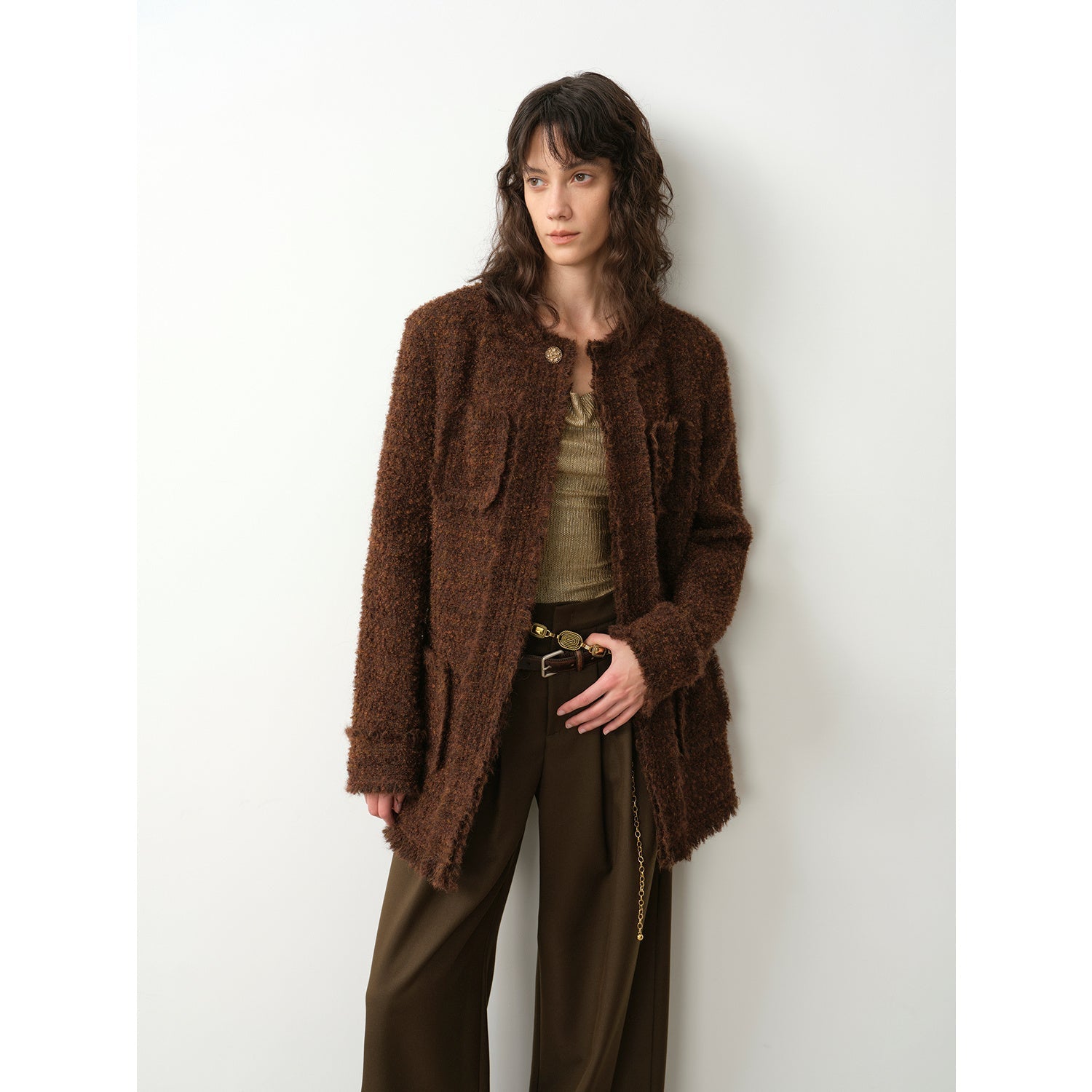 "Sophisticated Lady" Italian Imported Haute Couture Tailored Tweed Jacket with Gold Buttons for Women - variant_title