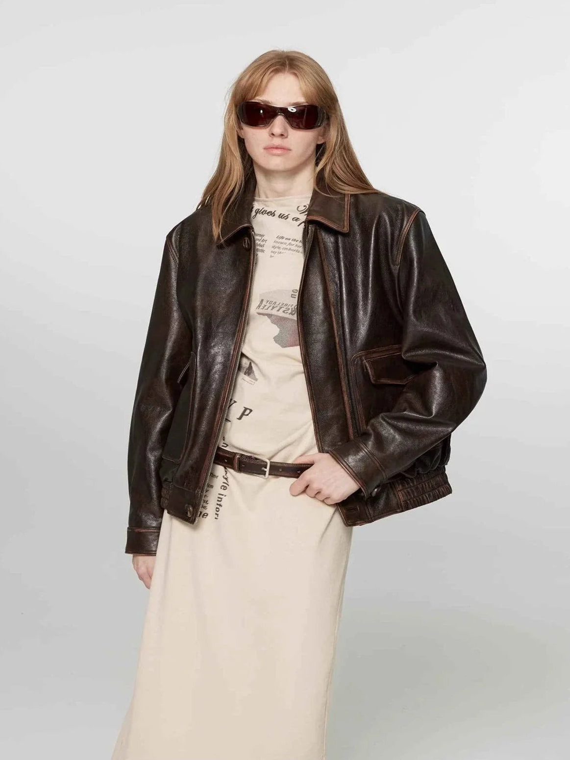 Firelady Fur South City Old Lane vintage aviator leather jacket back view
