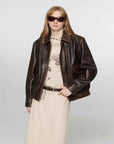 Firelady Fur South City Old Lane vintage aviator leather jacket back view