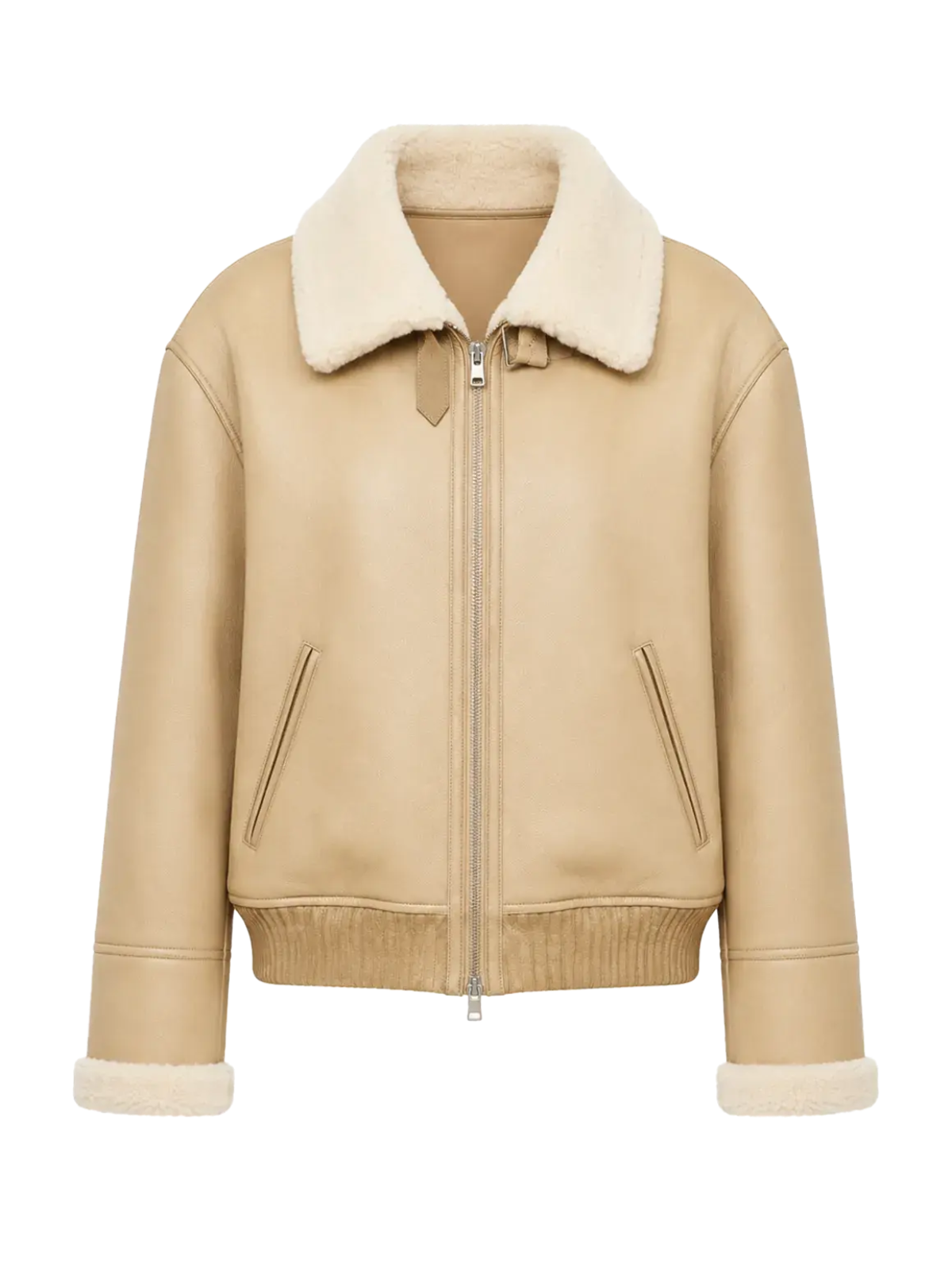 Speedy Flow apricot ash Merino shearling motorcycle jacket front product view