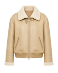 Speedy Flow apricot ash Merino shearling motorcycle jacket front product view