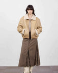 Speedy Flow apricot ash motorcycle shearling jacket relaxed model view