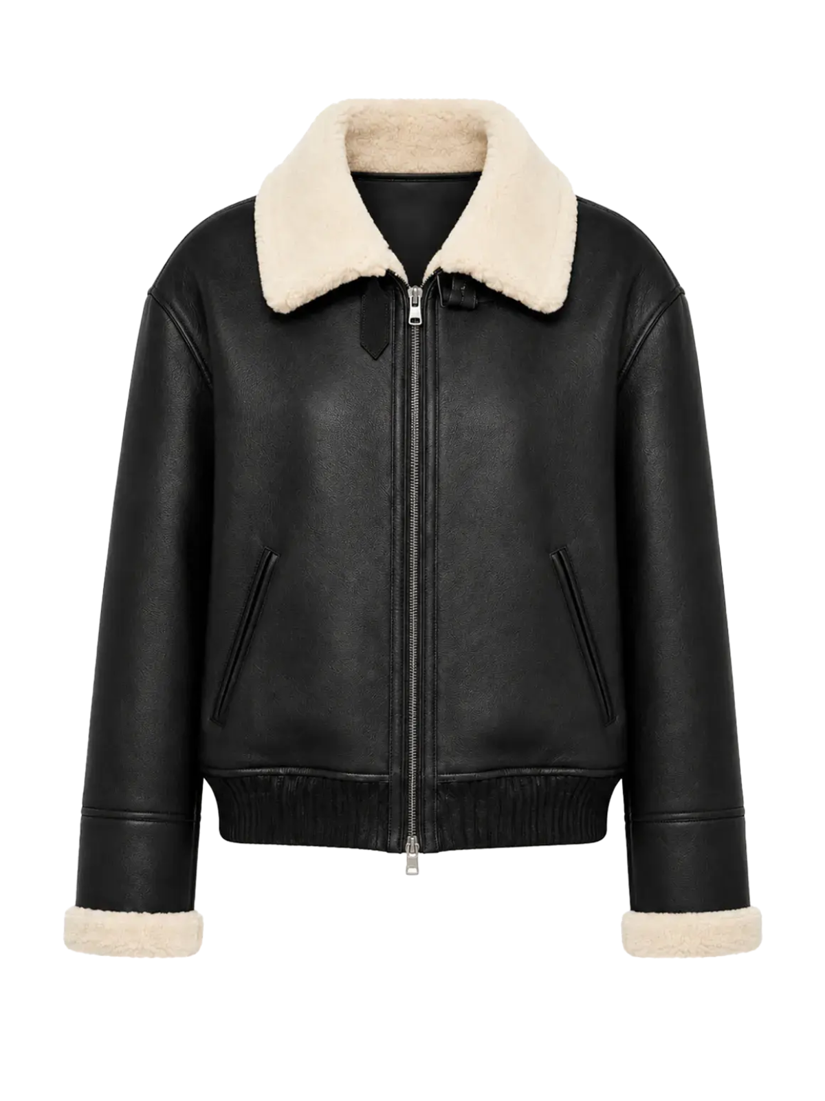 Speedy Flow blue Merino shearling motorcycle jacket front product view