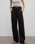 Spliced double - pleat wide - leg trousers straight - leg trousers for women - variant_title