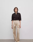 Spliced double - pleat wide - leg trousers straight - leg trousers for women - variant_title