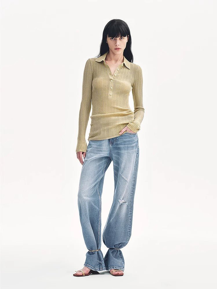 "Spring Inspiration" Retro Slim Fit POLO Neck Sweater - variant_title