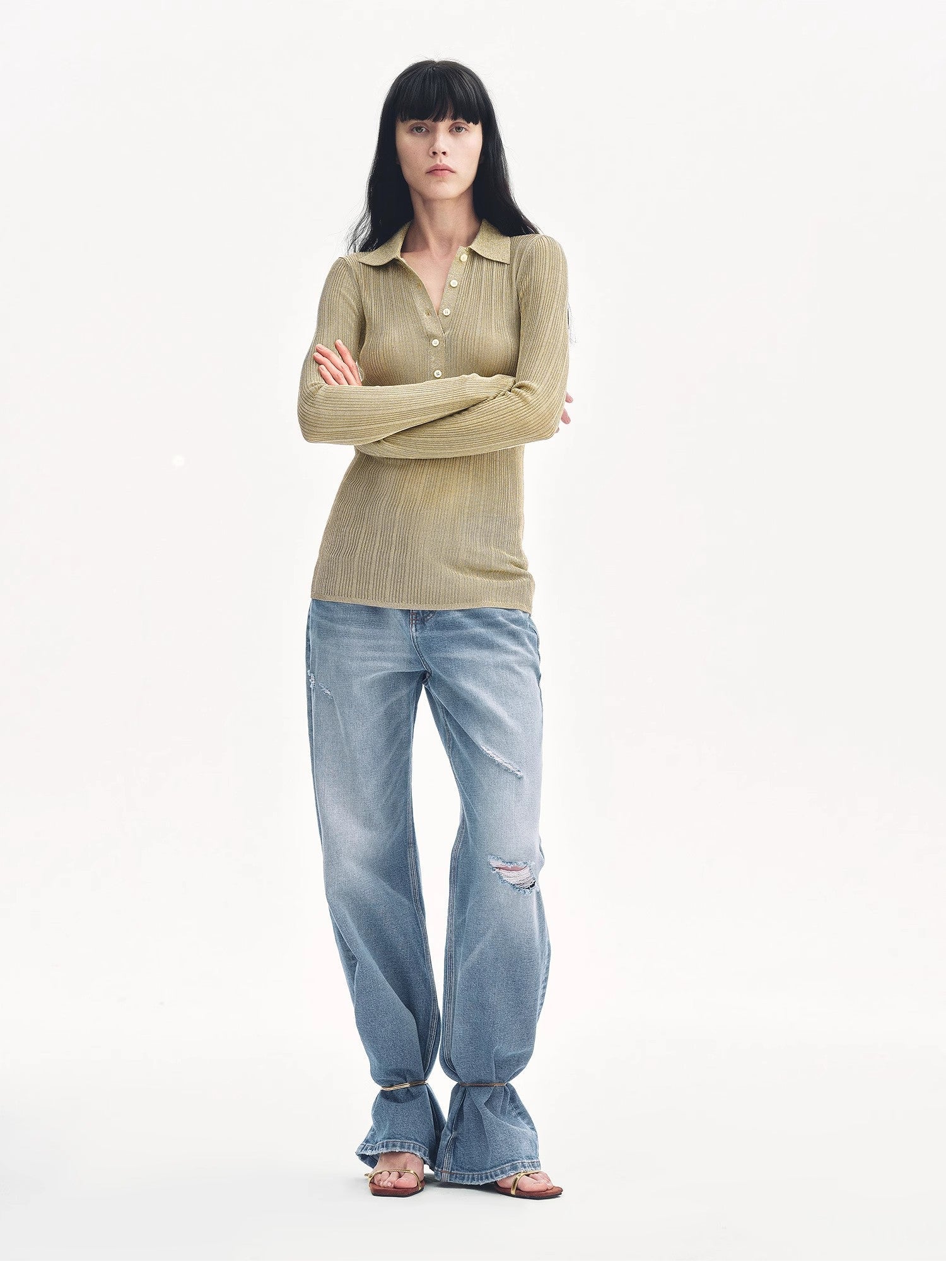 "Spring Inspiration" Retro Slim Fit POLO Neck Sweater - variant_title