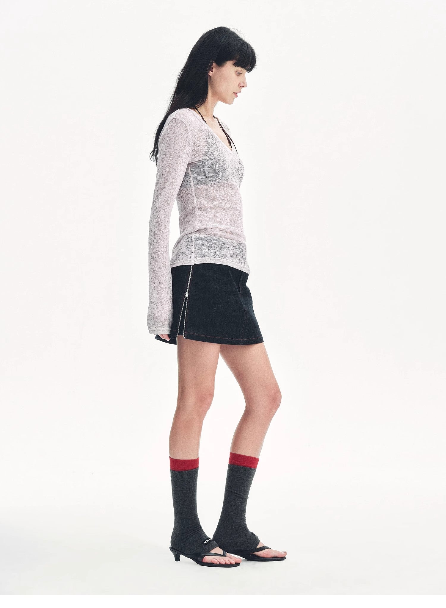 "Spring Old Dream" Loose and versatile slightly hollow V - neck straight shoulder top - variant_title