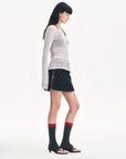 "Spring Old Dream" Loose and versatile slightly hollow V - neck straight shoulder top - variant_title
