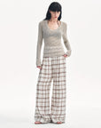 "Spring Old Dream" Loose and versatile slightly hollow V - neck straight shoulder top - variant_title