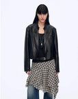Stand Collar Suit Sheepskin Leather Short Jacket "Roman Story"Firelady Fur