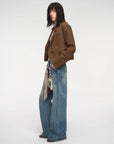 Stand Collar Suit Sheepskin Leather Short Jacket "Roman Story" - variant_title