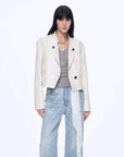 Stand Collar Suit Sheepskin Leather Short Jacket "Roman Story"Firelady Fur