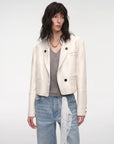 Stand Collar Suit Sheepskin Leather Short Jacket "Roman Story" - variant_title