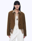 Stand Collar Suit Sheepskin Leather Short Jacket "Roman Story"Firelady Fur