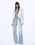 Stand Collar Suit Sheepskin Leather Short Jacket "Roman Story"Firelady Fur