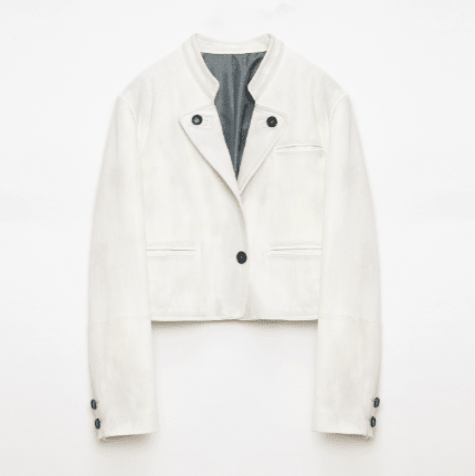 Stand Collar Suit Sheepskin Leather Short Jacket "Roman Story" - variant_title