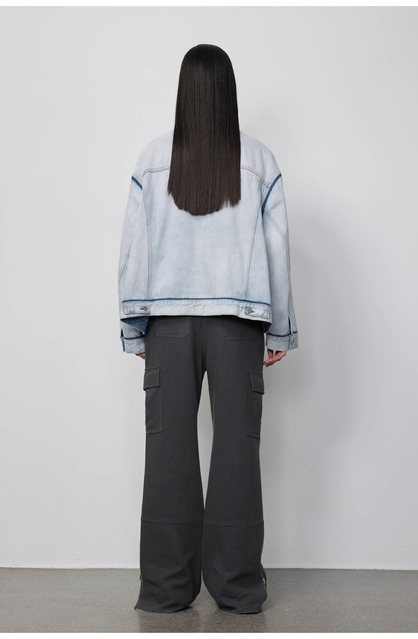 "Starry Sky Market" luxury brand classic washed cotton collarless raw edge denim jacket - variant_title