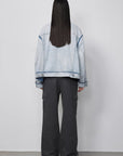 "Starry Sky Market" luxury brand classic washed cotton collarless raw edge denim jacket - variant_title