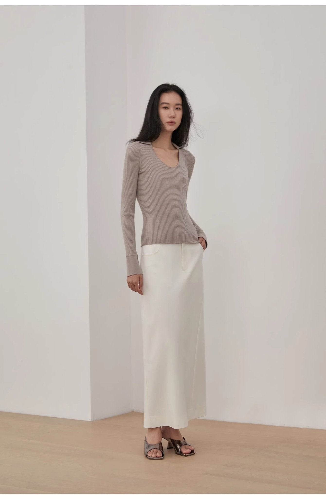 "Stobe" worsted low - waisted fashionable versatile suit retro neutral straight skirt - variant_title
