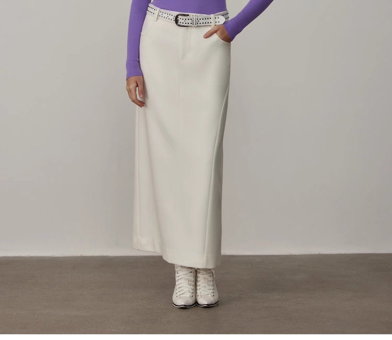 "Stobe" worsted low - waisted fashionable versatile suit retro neutral straight skirt
