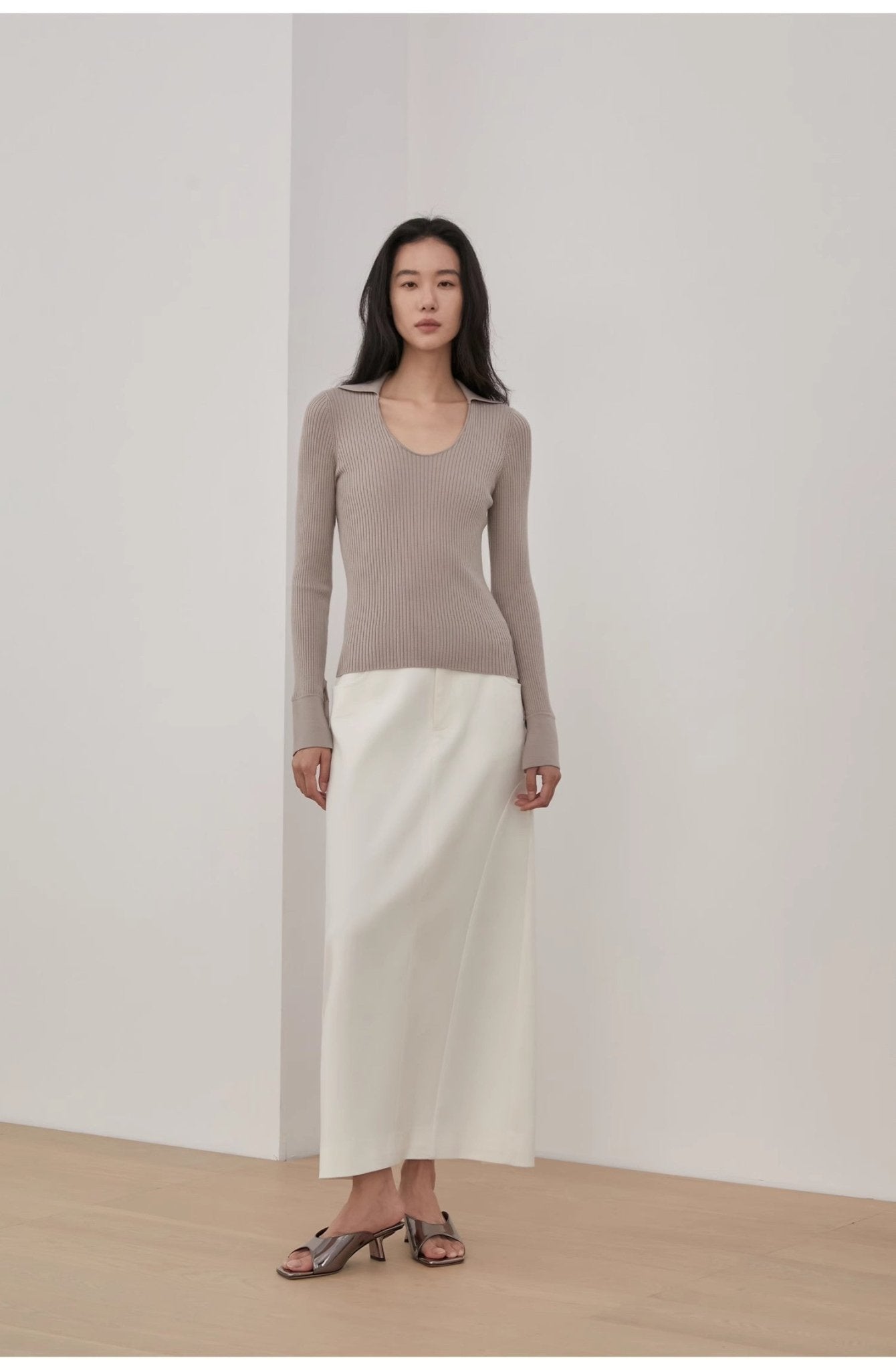 "Stobe" worsted low - waisted fashionable versatile suit retro neutral straight skirt - variant_title