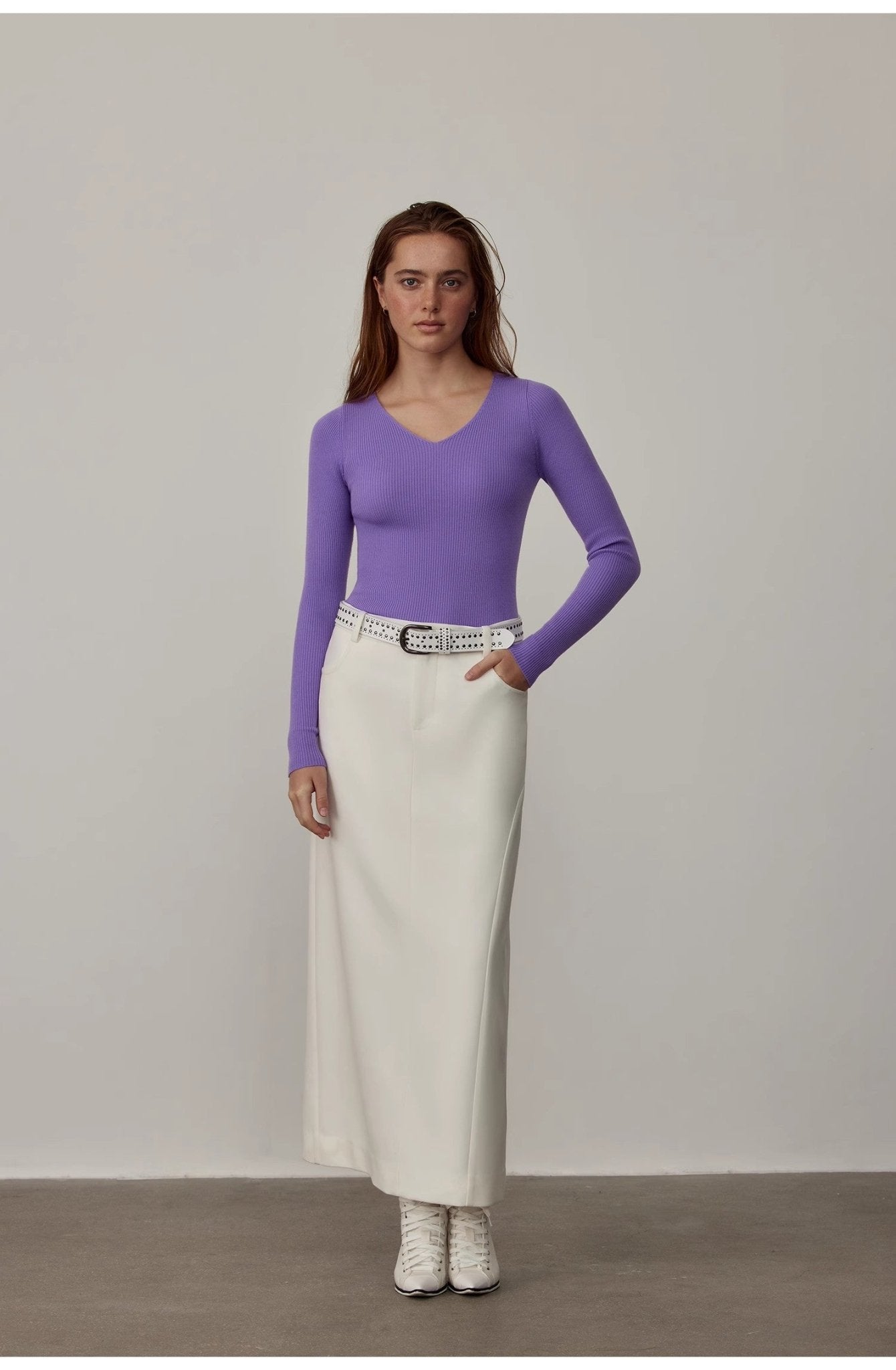 "Stobe" worsted low - waisted fashionable versatile suit retro neutral straight skirt - variant_title