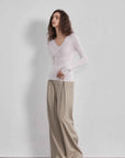 “Street Sketch”Fine - Spun Wool Fashion, Waistless Pleated Loose - Fitting Straight - Leg and Wide - Leg Casual Trousers for Women - variant_title