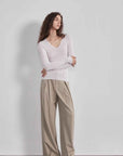 “Street Sketch”Fine - Spun Wool Fashion, Waistless Pleated Loose - Fitting Straight - Leg and Wide - Leg Casual Trousers for Women - variant_title