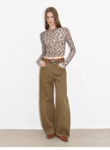 "Street Step" Retro distressed casual style straight slant pocket casual scimitar bloomers - variant_title