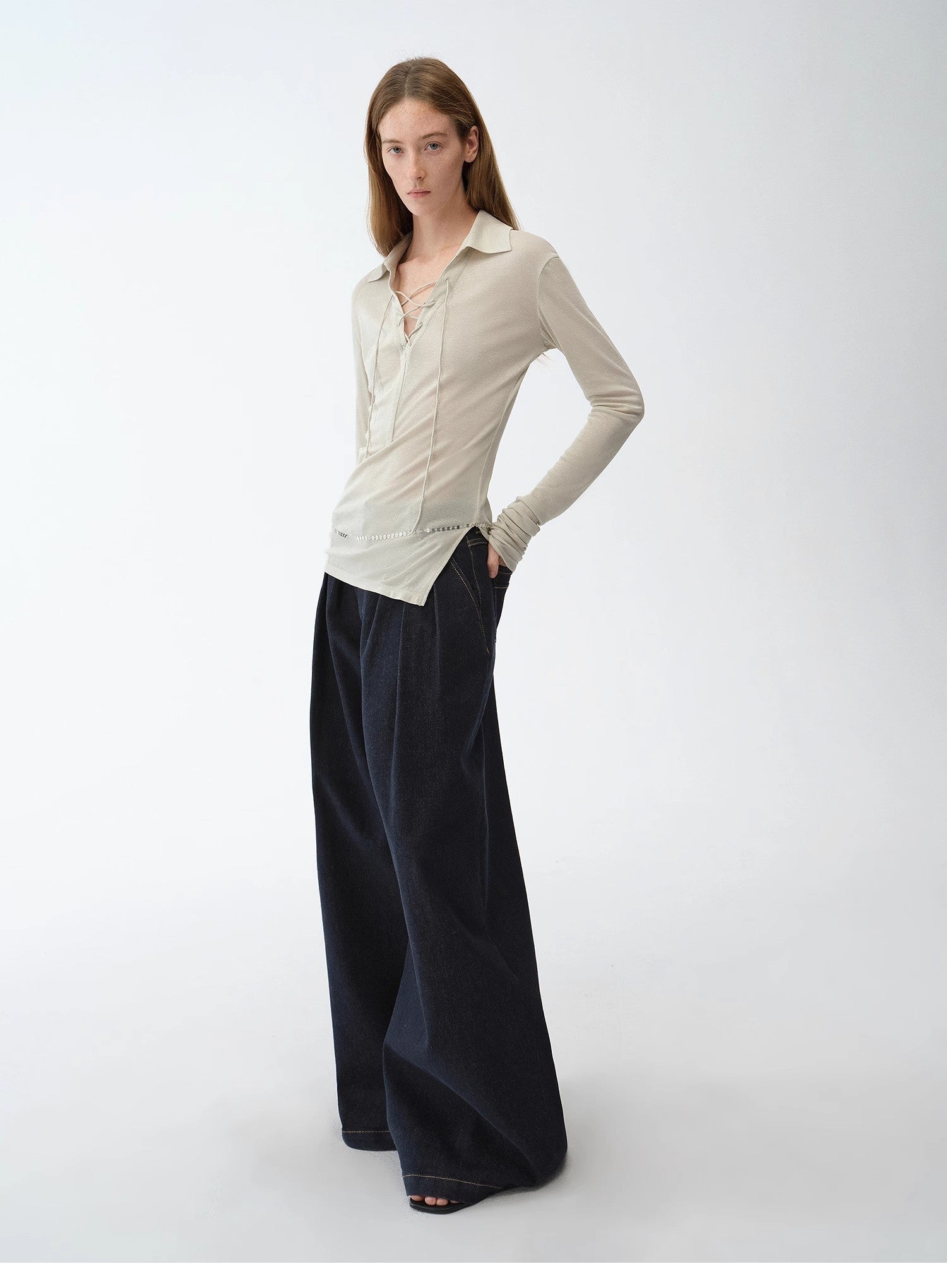 "Street Style" Vintage Handmade Lycra Stretch Jeans Wide Leg Loose Trousers Women Spring - variant_title