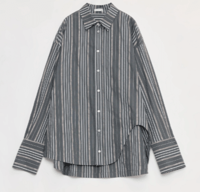 "Striped Fantasy" Casual Asymmetric Slanted Front Two - Wear Striped Long Sleeve Shirt - variant_title