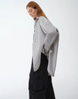 "Striped Fantasy" Casual Asymmetric Slanted Front Two - Wear Striped Long Sleeve Shirt - variant_title