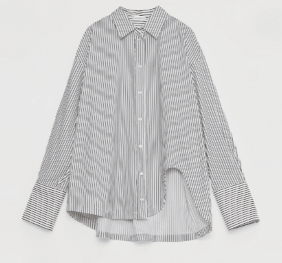 "Striped Fantasy" Casual Asymmetric Slanted Front Two - Wear Striped Long Sleeve Shirt - variant_title