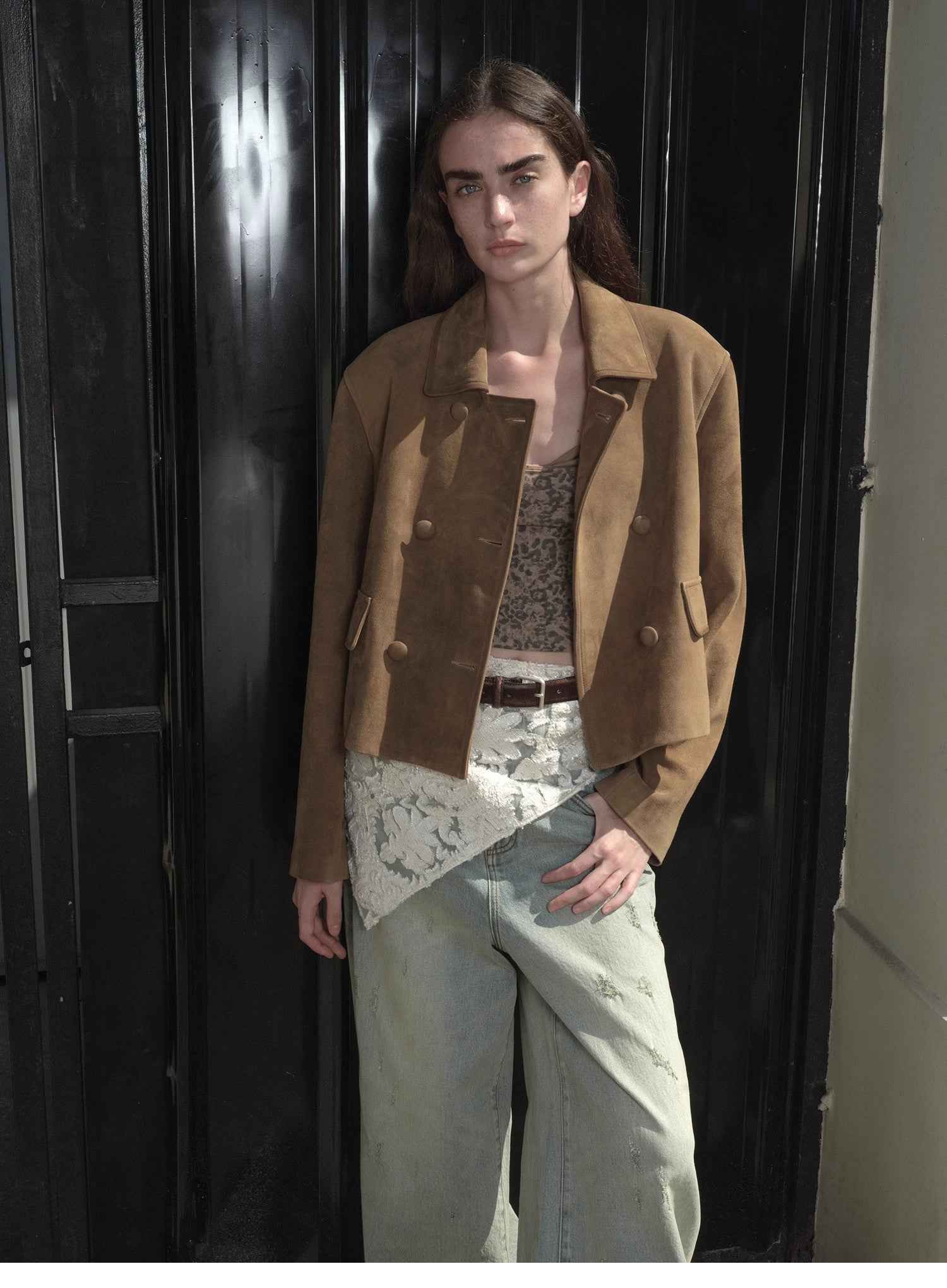 Suede lambskin retro double - breasted lapel wide - shoulder genuine leather jacket imported from New Zealand "Nth power" - variant_title