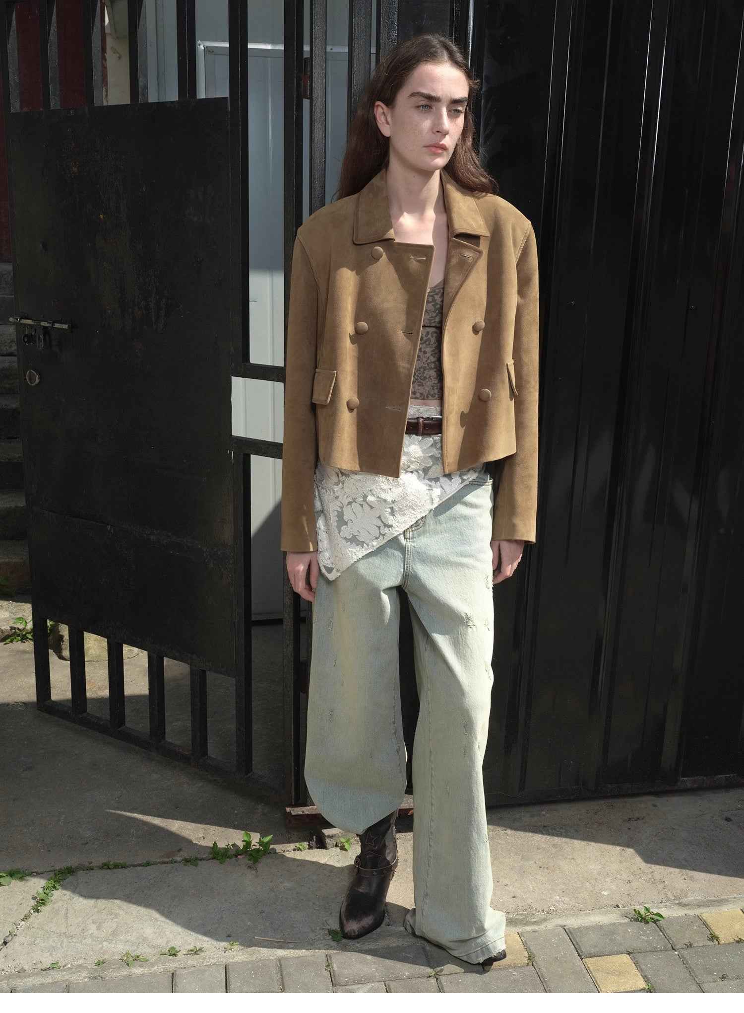 Suede lambskin retro double - breasted lapel wide - shoulder genuine leather jacket imported from New Zealand "Nth power" - variant_title