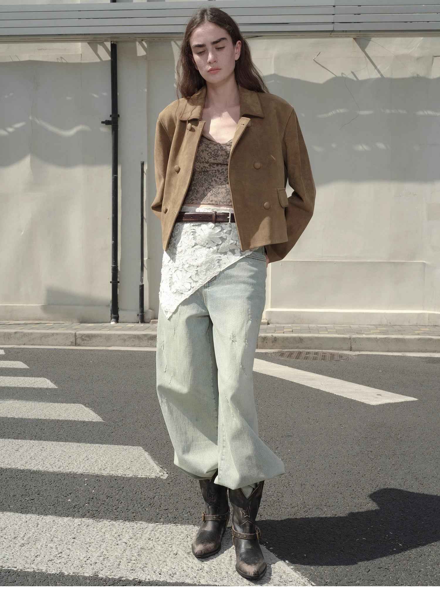 Suede lambskin retro double - breasted lapel wide - shoulder genuine leather jacket imported from New Zealand "Nth power" - variant_title