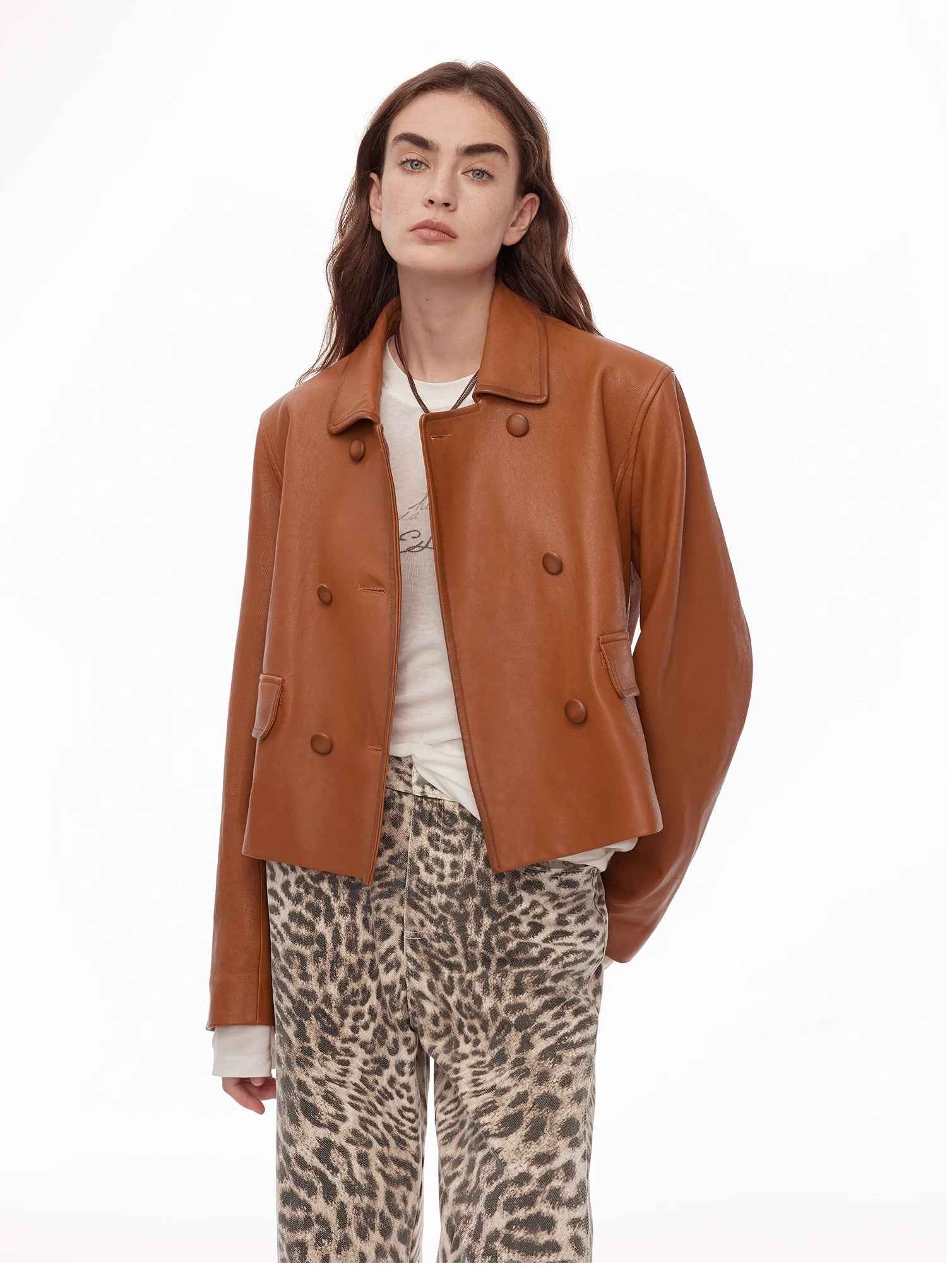 Suede lambskin retro double - breasted lapel wide - shoulder genuine leather jacket imported from New Zealand "Nth power" - variant_title