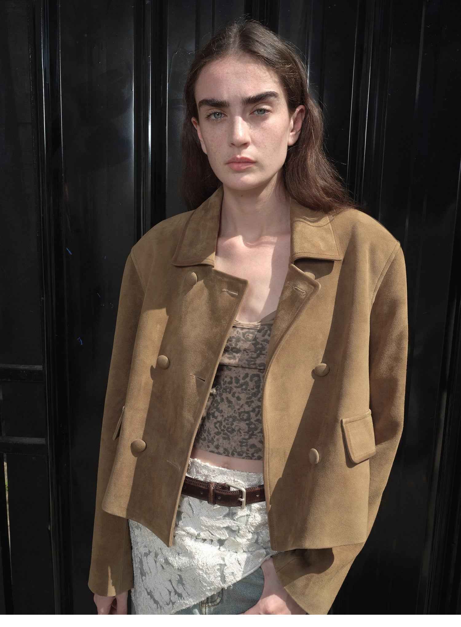 Suede lambskin retro double - breasted lapel wide - shoulder genuine leather jacket imported from New Zealand "Nth power" - variant_title