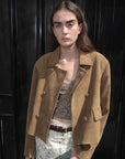 Suede lambskin retro double - breasted lapel wide - shoulder genuine leather jacket imported from New Zealand "Nth power" - variant_title