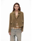 Suede lambskin retro double - breasted lapel wide - shoulder genuine leather jacket imported from New Zealand "Nth power" - variant_title