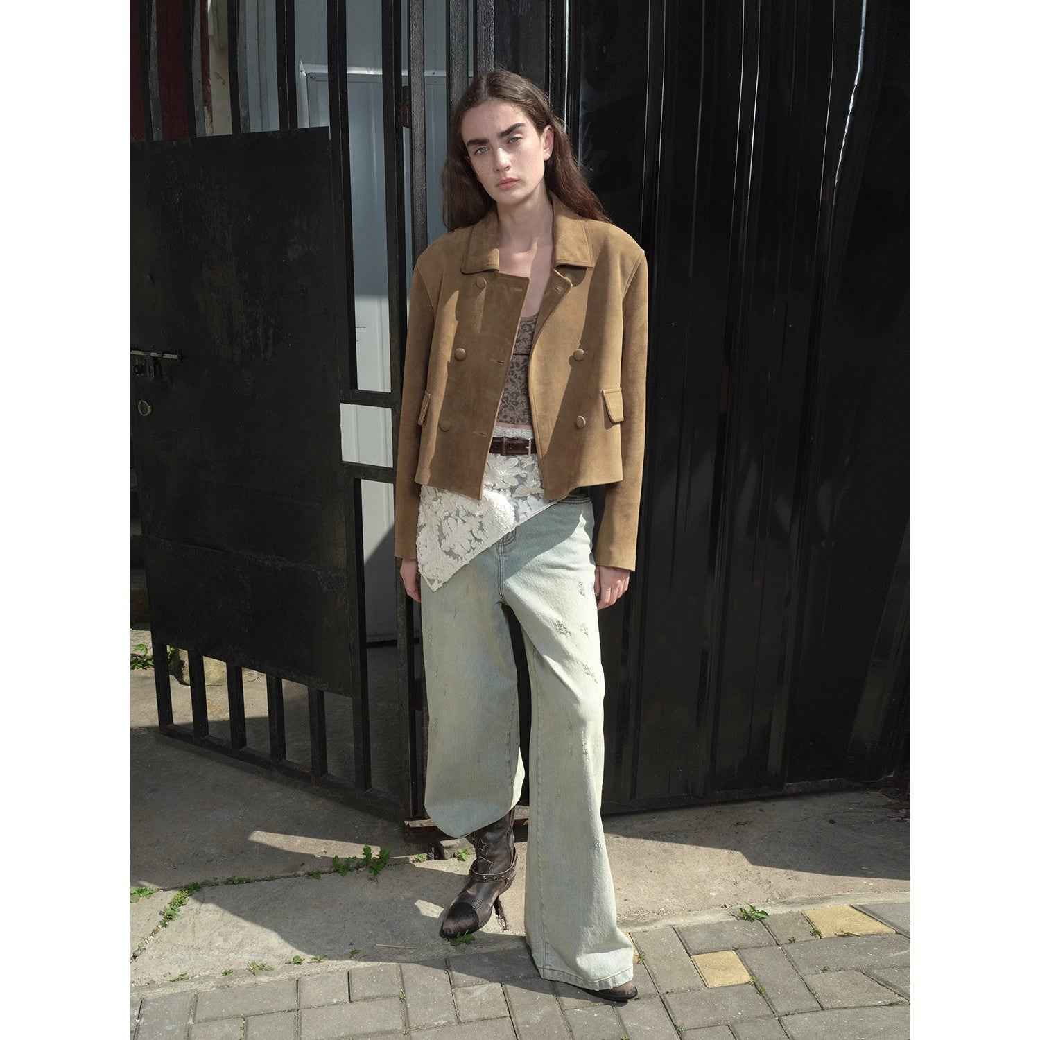 Suede lambskin retro double - breasted lapel wide - shoulder genuine leather jacket imported from New Zealand "Nth power" - variant_title