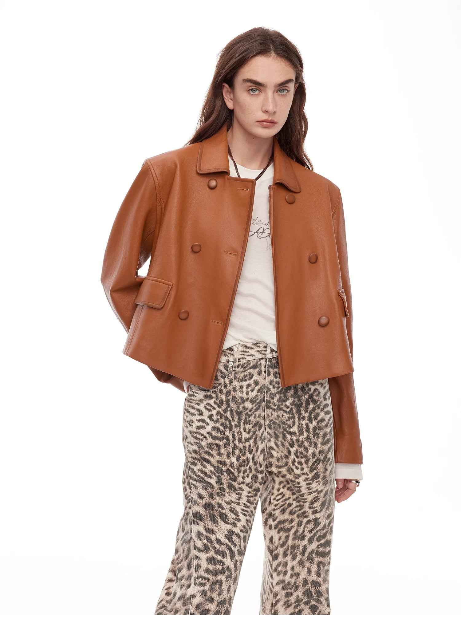 Suede lambskin retro double - breasted lapel wide - shoulder genuine leather jacket imported from New Zealand "Nth power" - variant_title