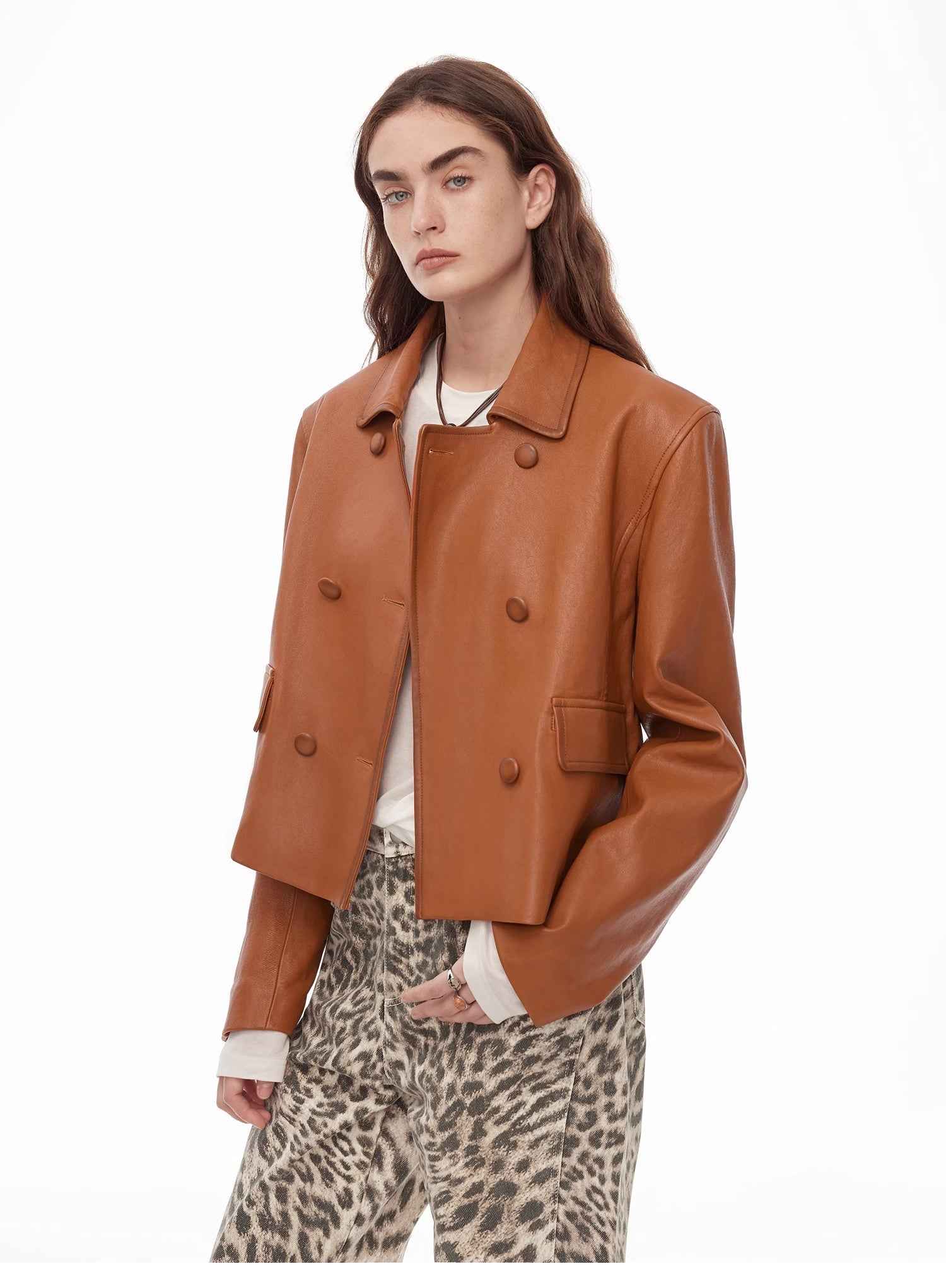 Suede lambskin retro double - breasted lapel wide - shoulder genuine leather jacket imported from New Zealand "Nth power" - variant_title