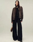 Firelady Fur suede top-grain sheepskin leather jacket styled side view