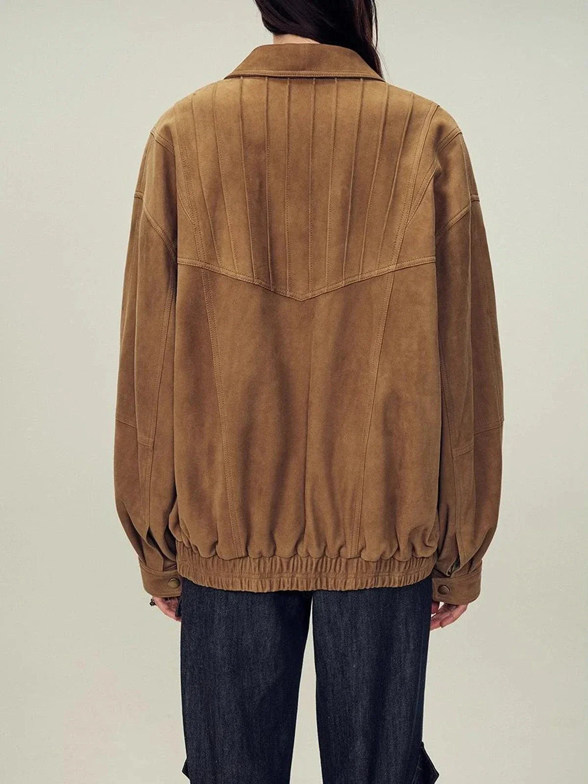 Firelady Fur suede top-grain sheepskin leather jacket product detail views